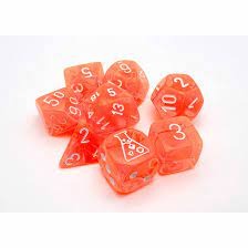 CHX30060 - 7-Die Set Translucent: Neon Orange/White (Lab Dice 7)